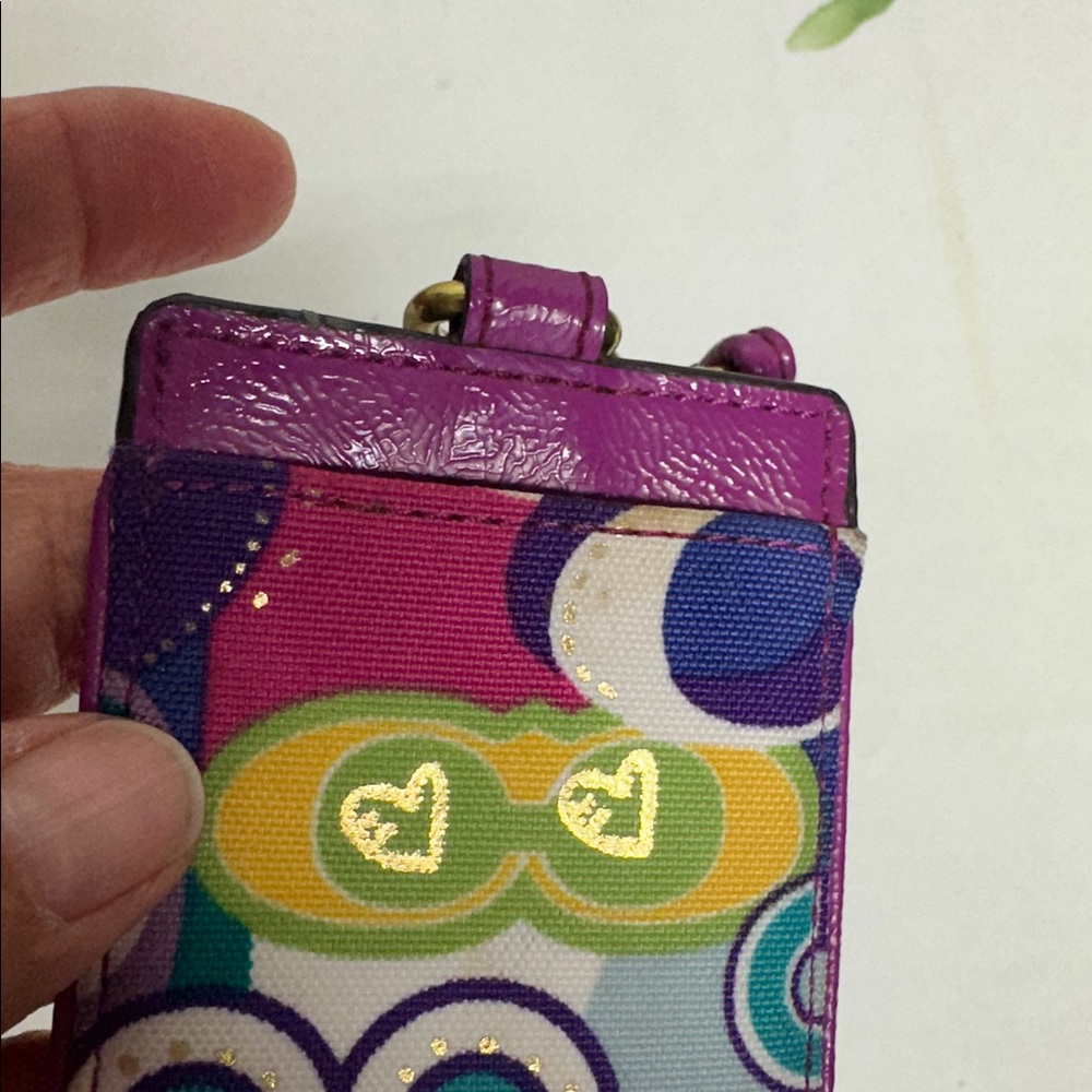 Coach Poppy Colorful Patterned ID Holder Lanyard - Picture 7 of 7